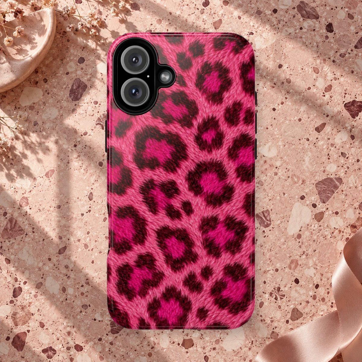 Pink Leopard phone case print