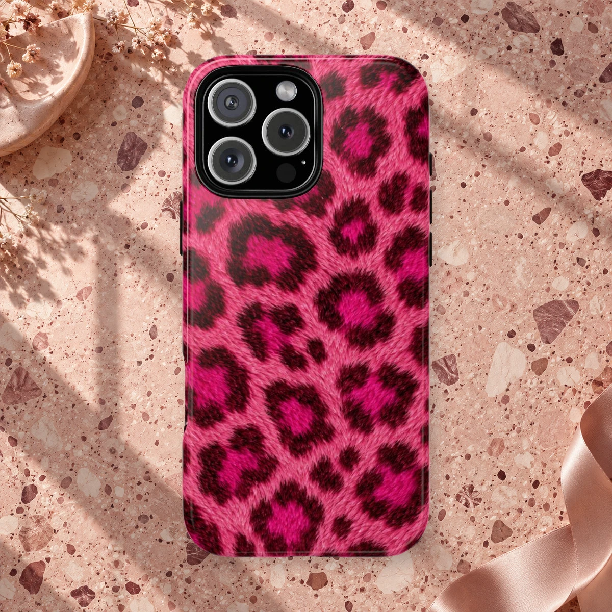 Pink Leopard phone case print
