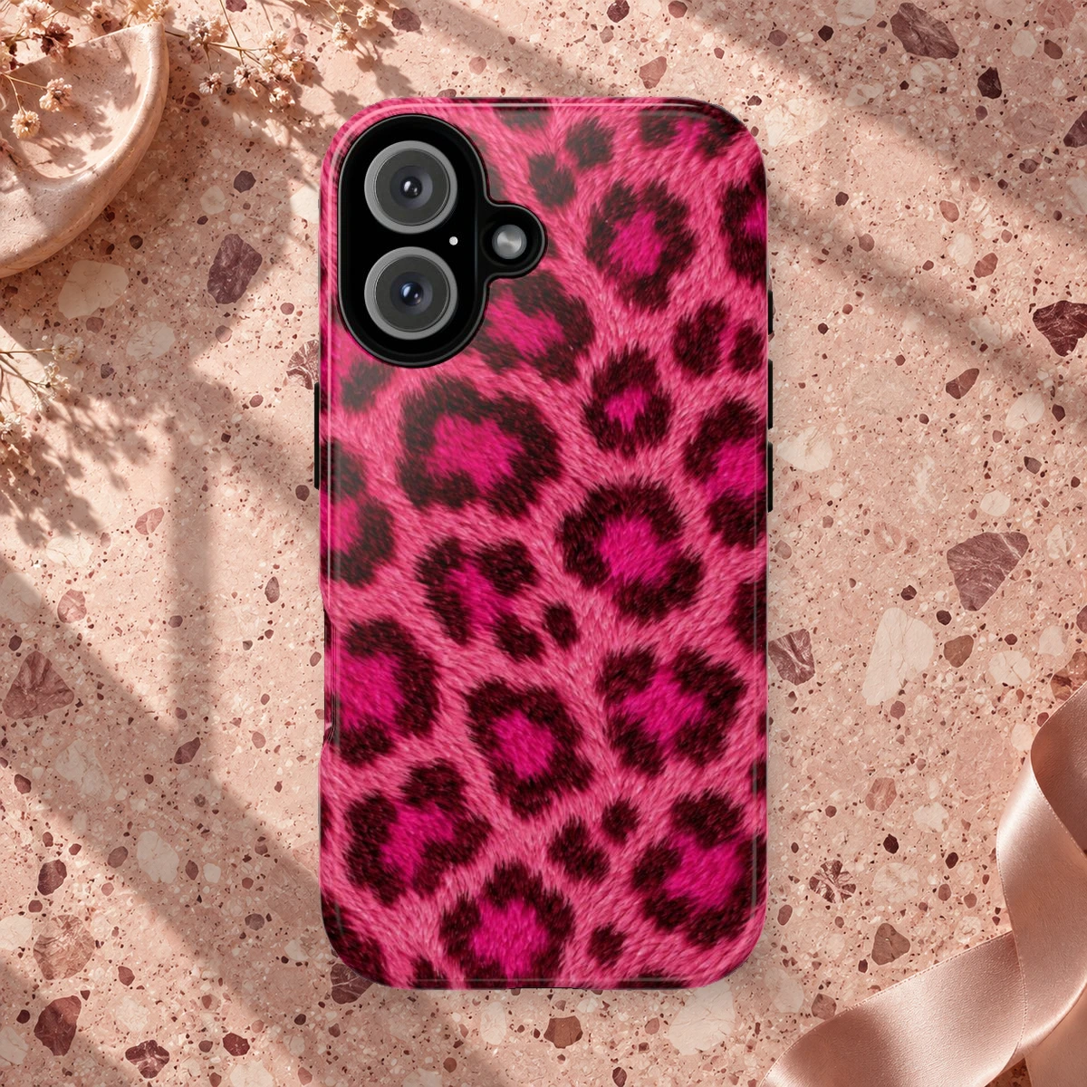 Pink Leopard phone case print