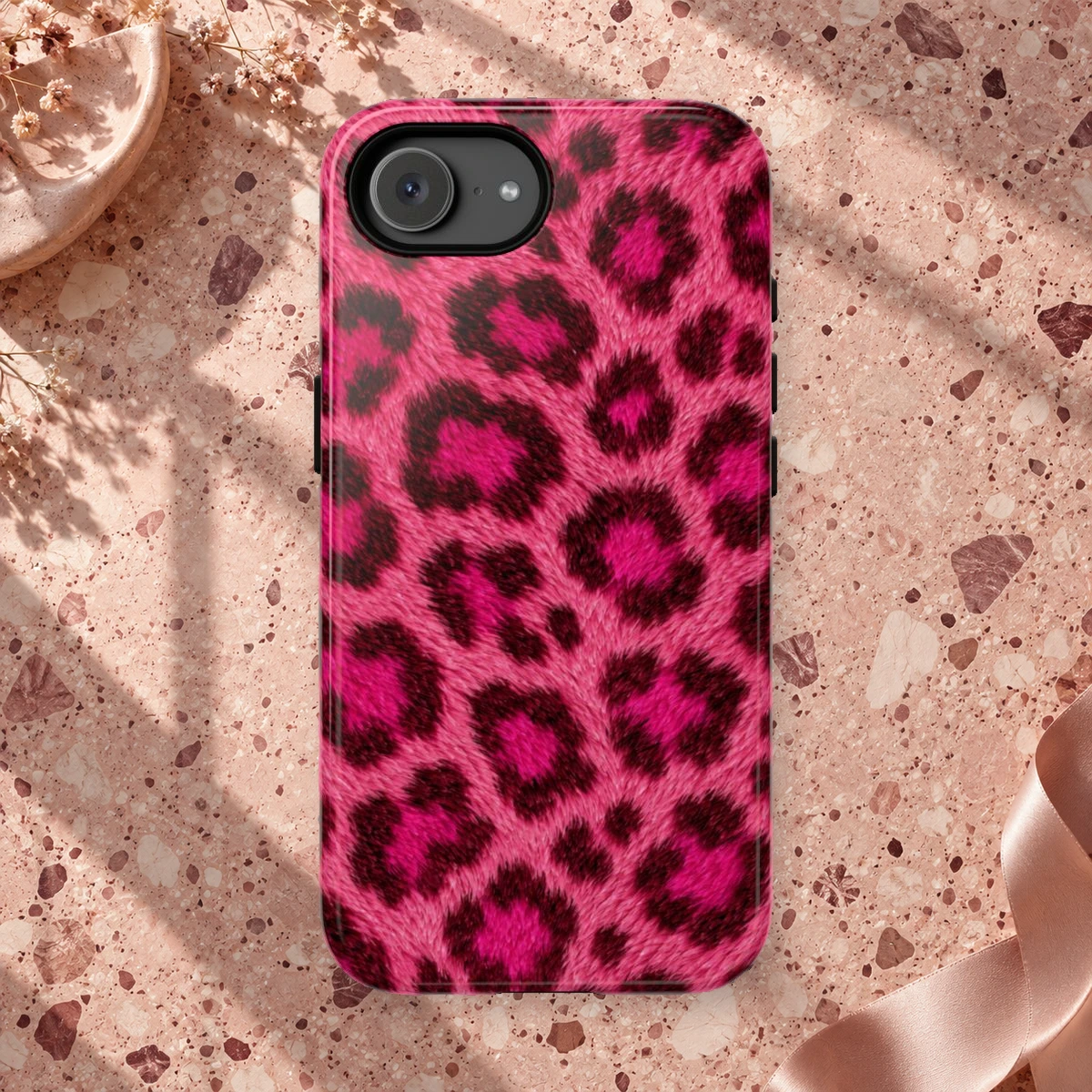 Pink Leopard phone case print