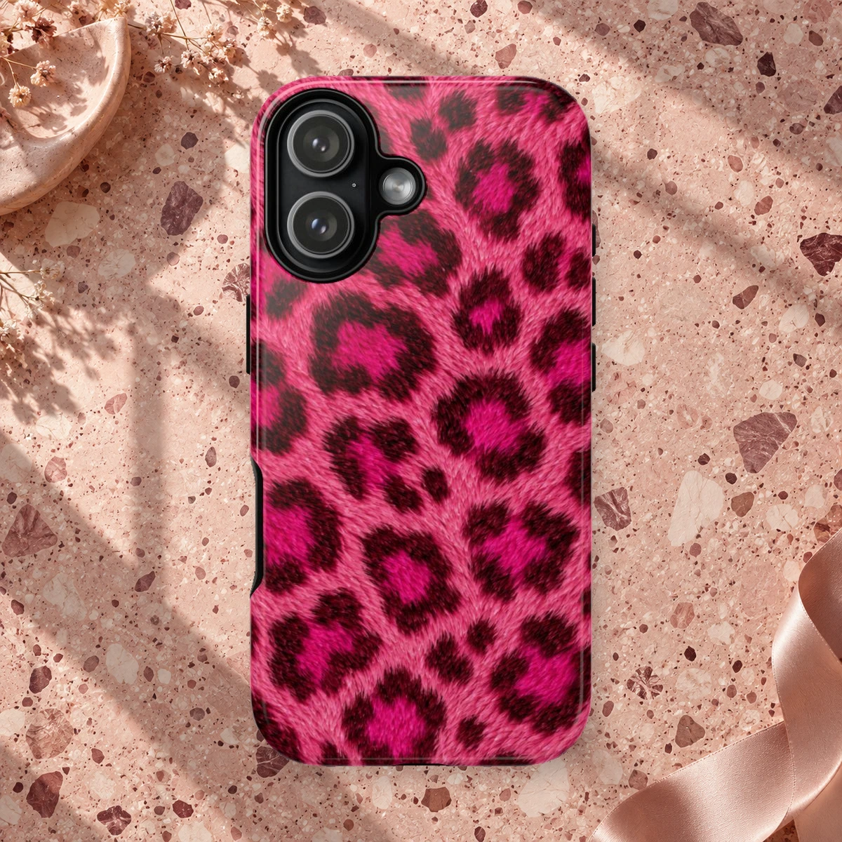 Pink Leopard phone case print