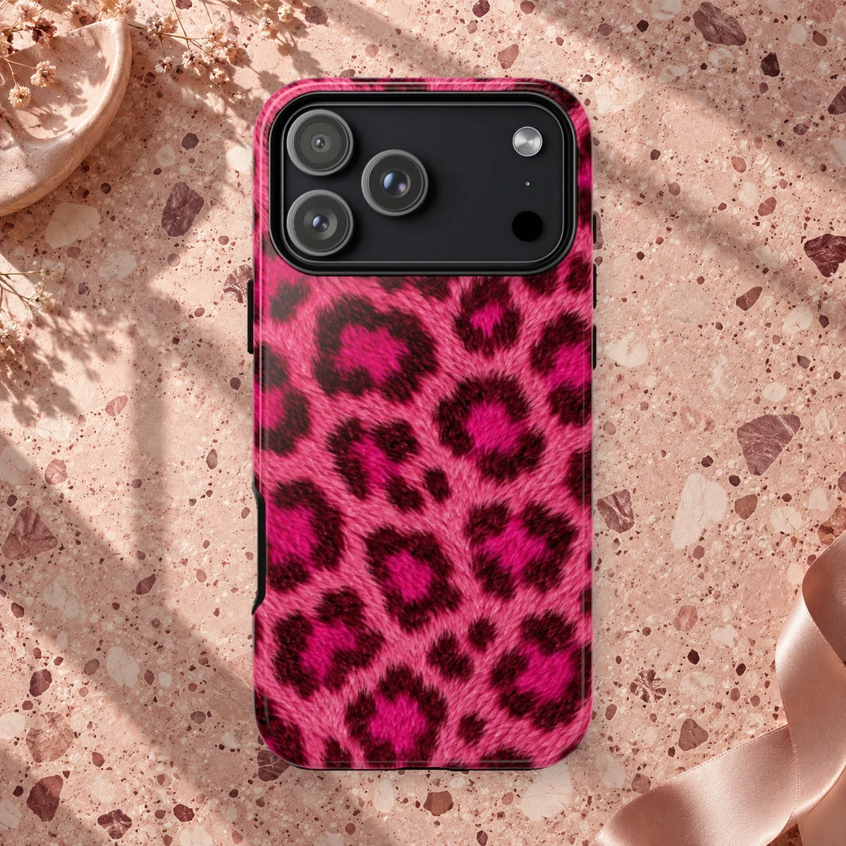 Pink Leopard phone case print