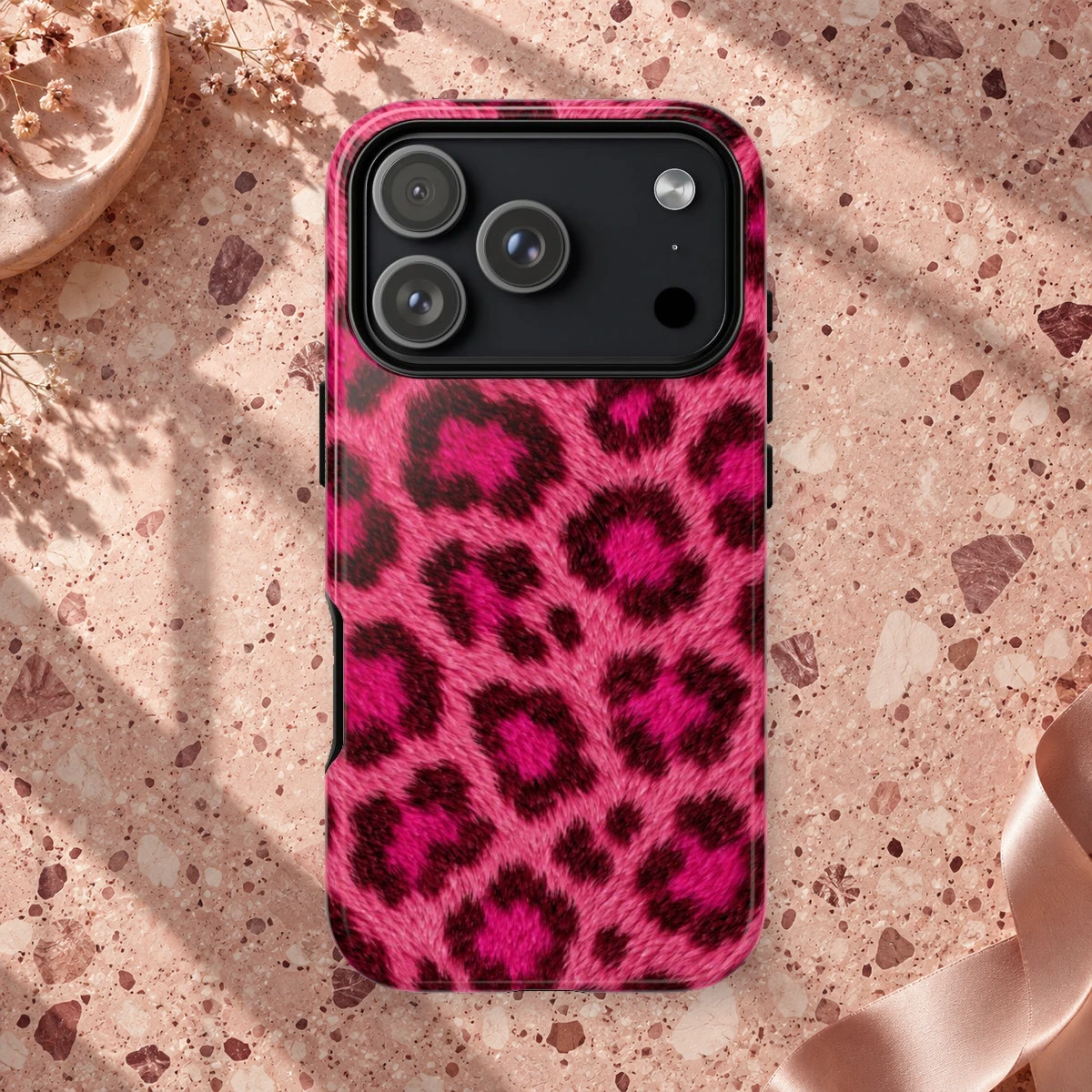 Pink Leopard phone case print
