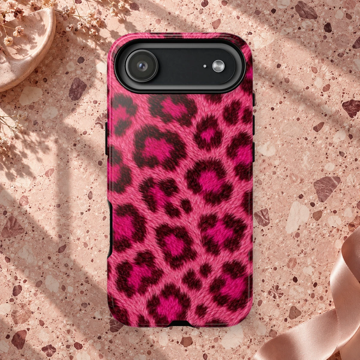 Pink Leopard phone case print