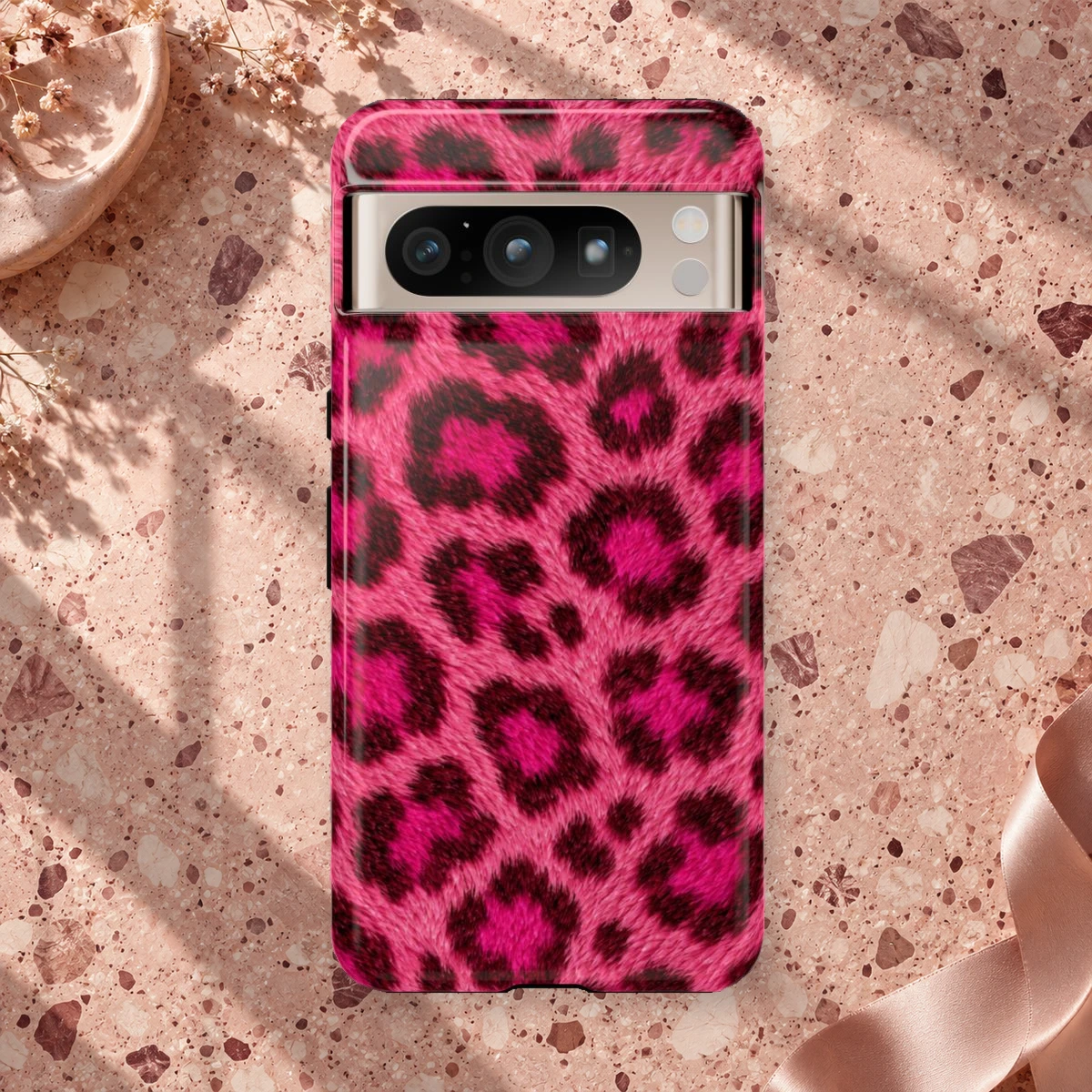 Pink Leopard phone case print