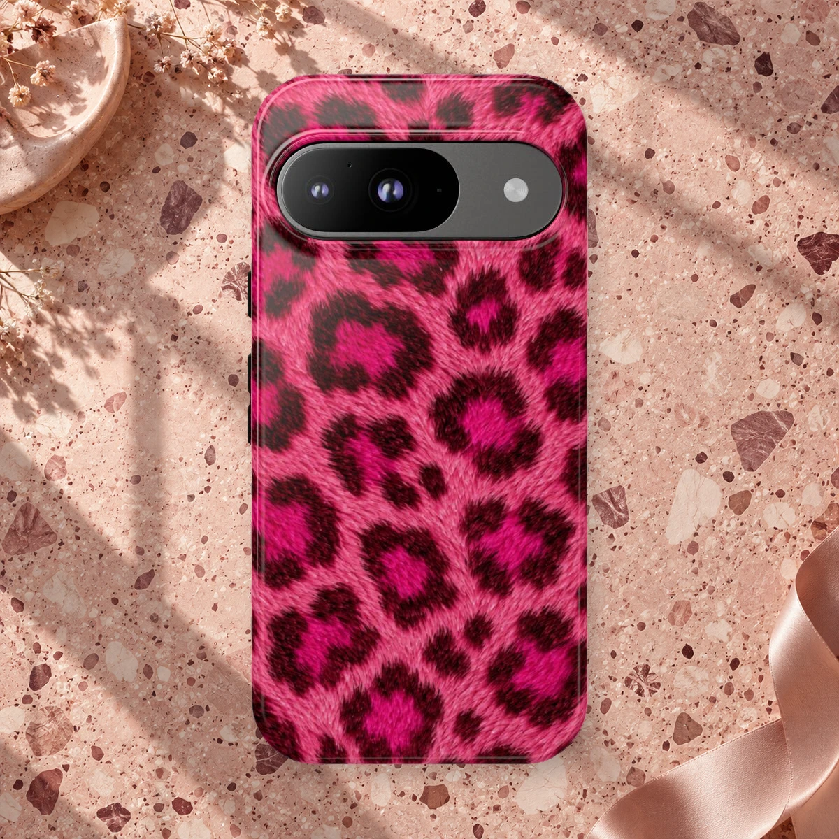 Pink Leopard phone case print