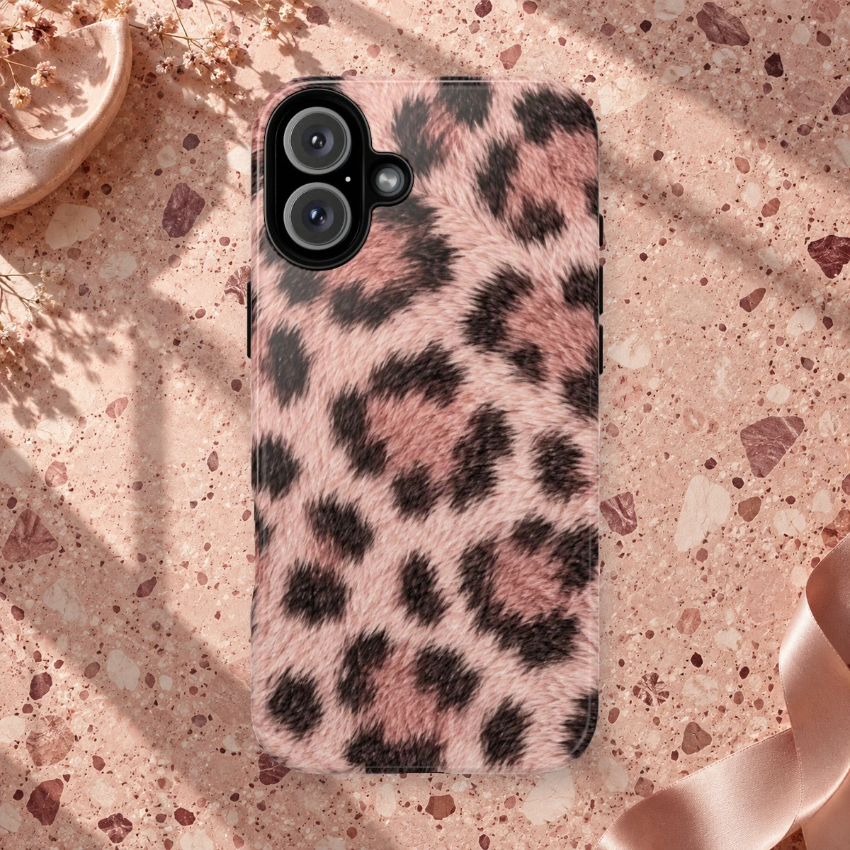Pink Leopard phone case print