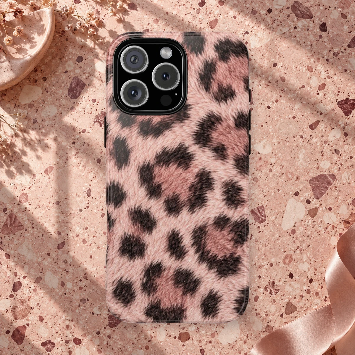 Pink Leopard phone case print