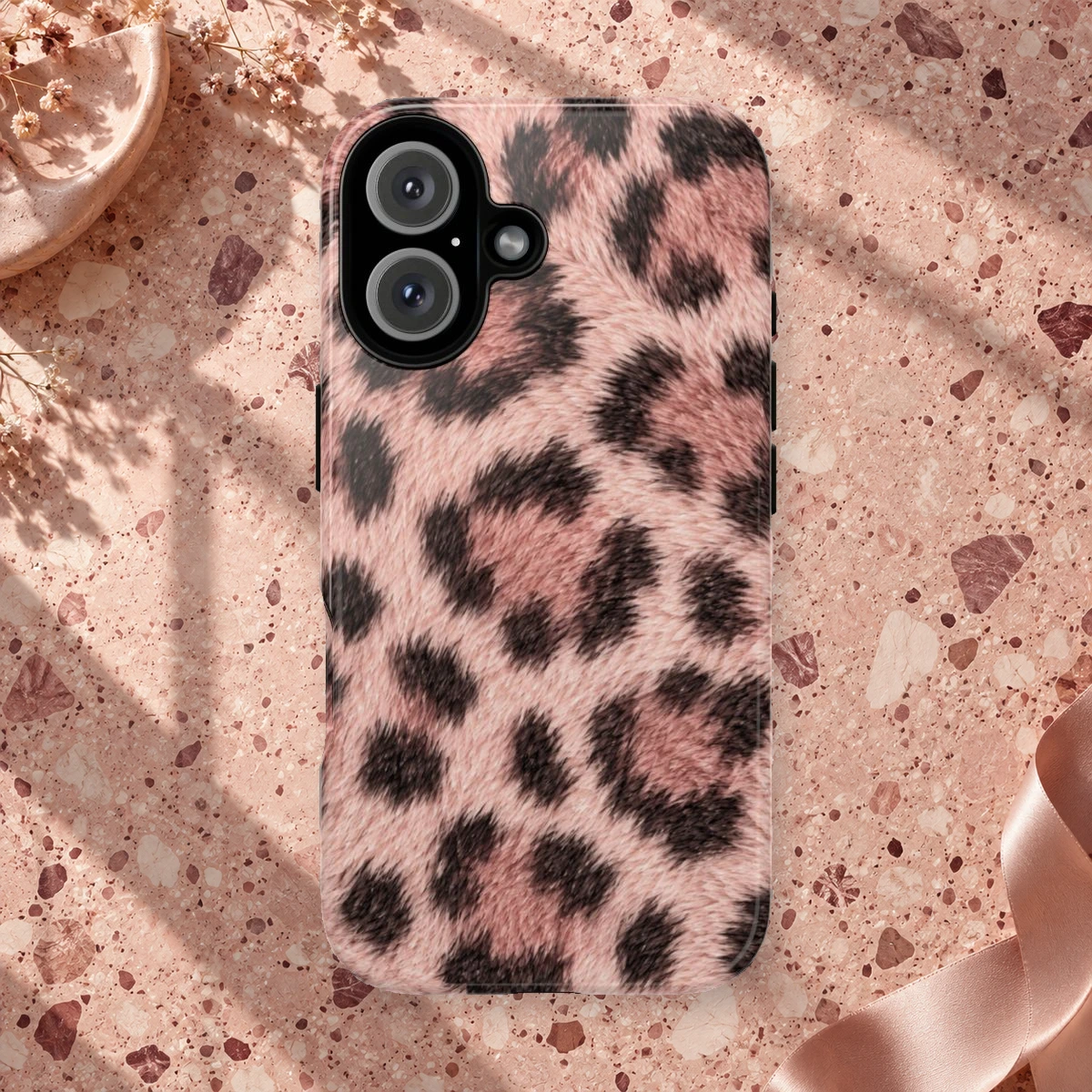 Pink Leopard phone case print