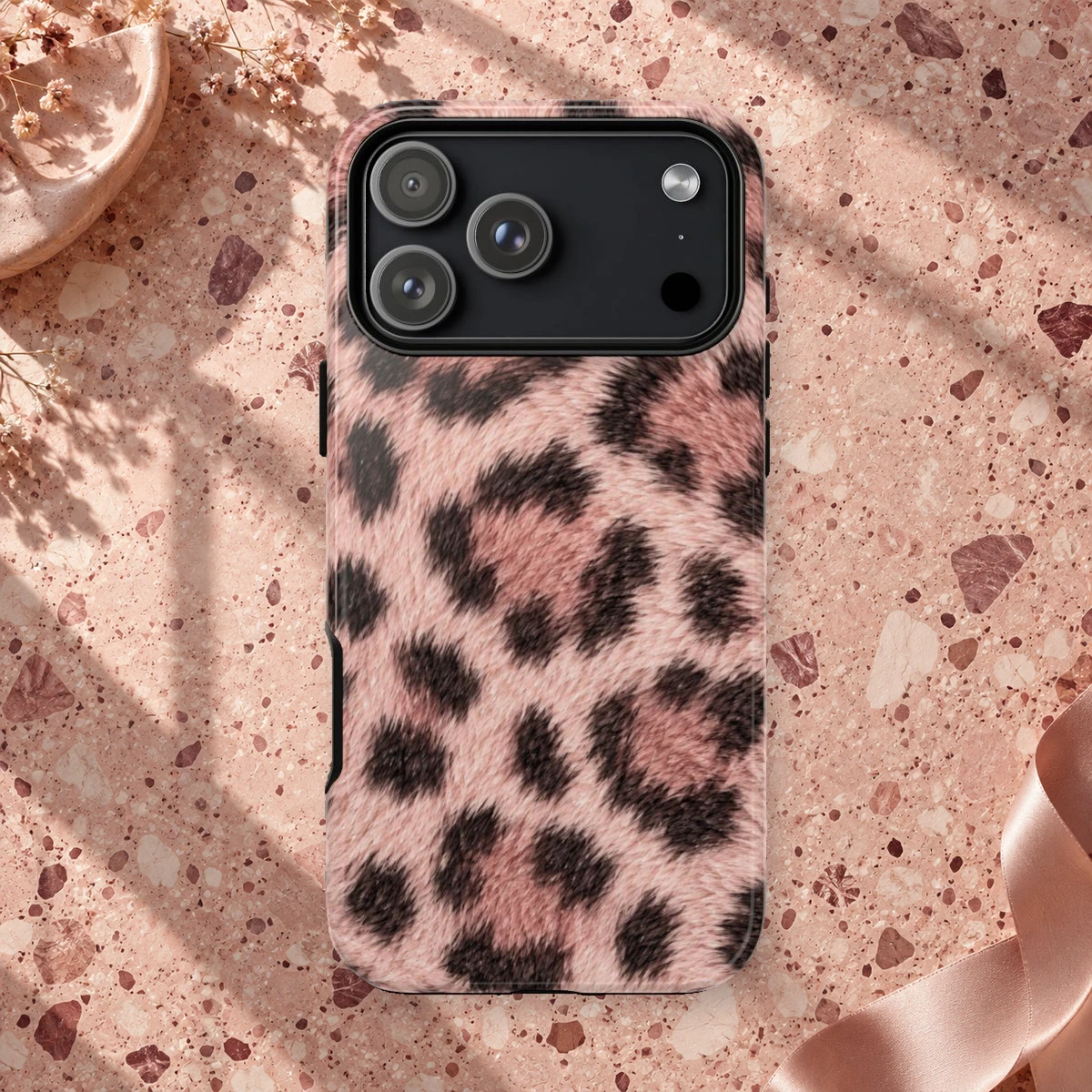 Pink Leopard phone case print