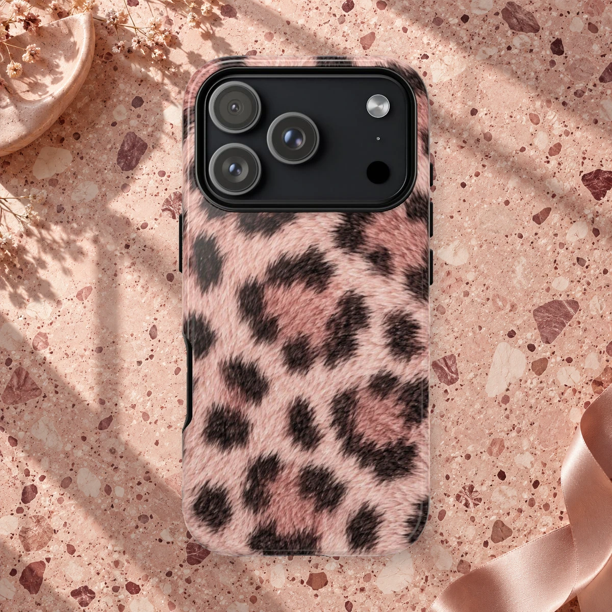 Pink Leopard phone case print