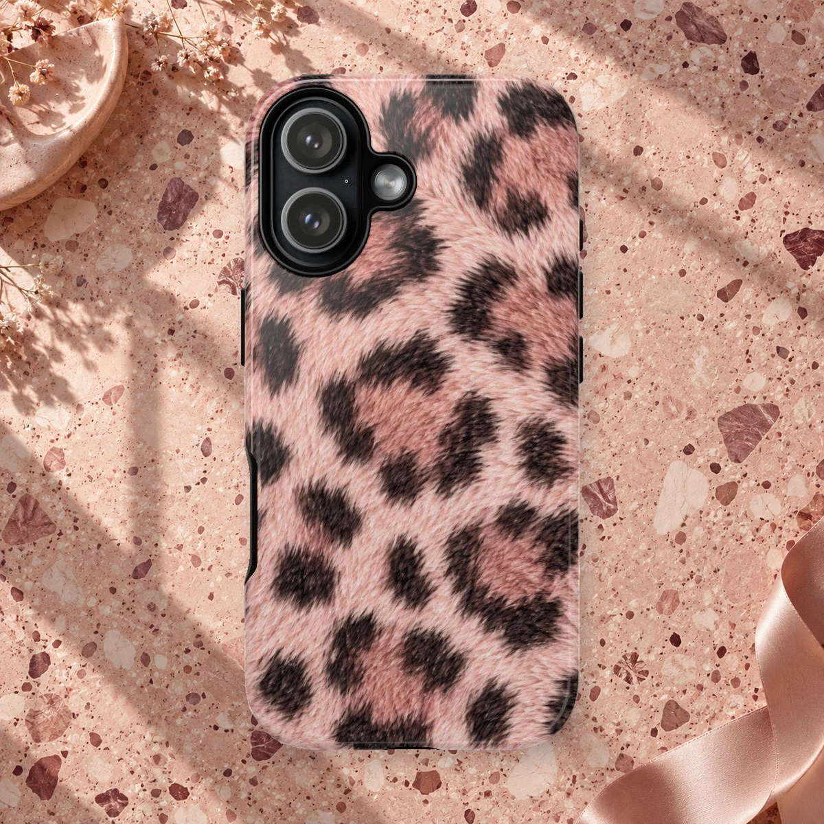 Pink Leopard phone case print