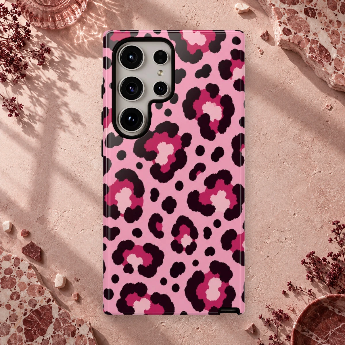 Pink Leopard phone case print