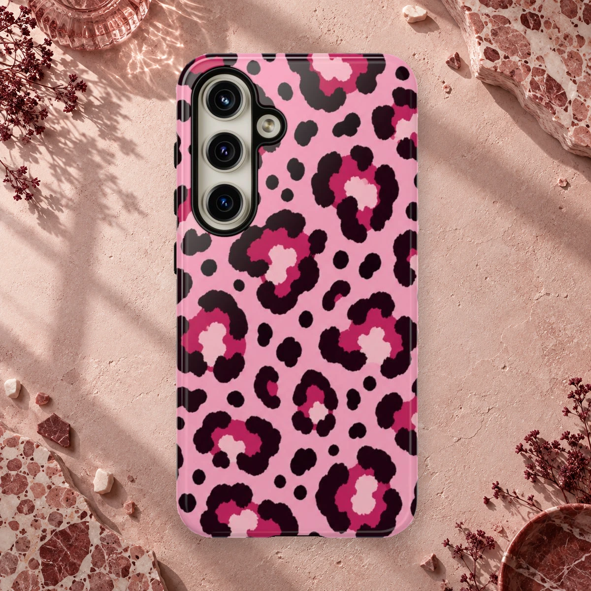 Pink Leopard phone case print