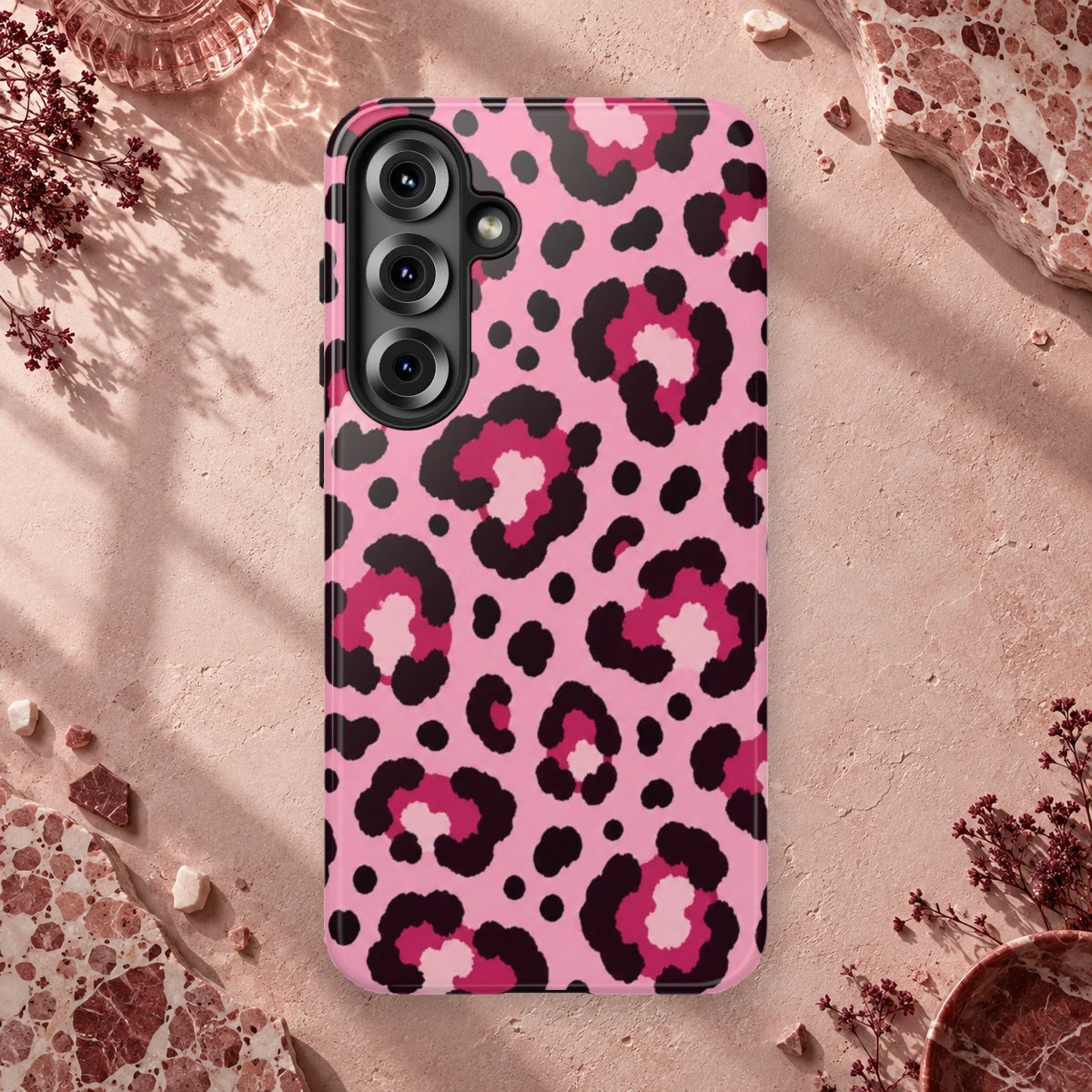 Pink Leopard phone case print
