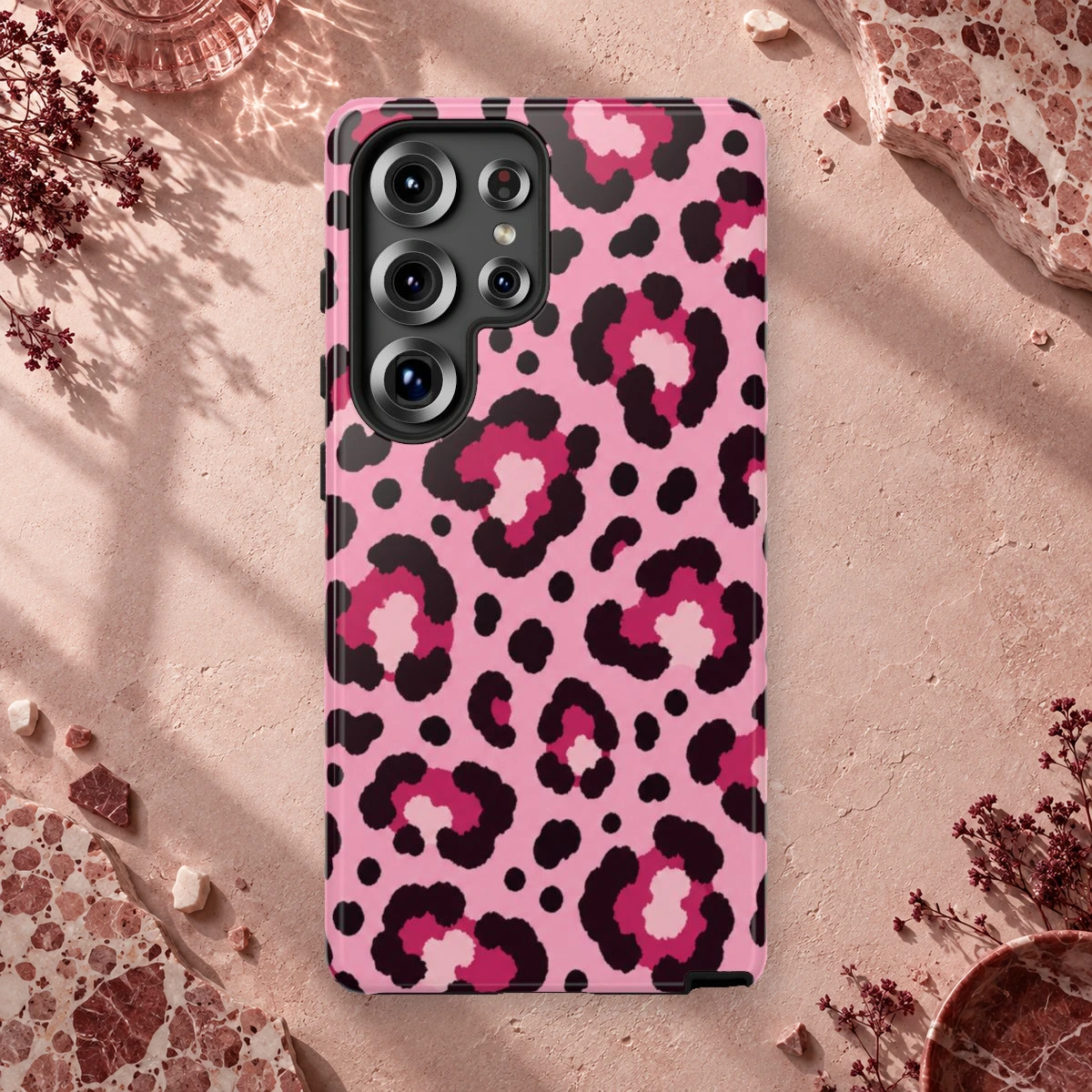 Pink Leopard phone case print