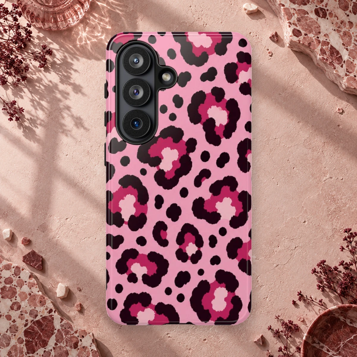 Pink Leopard phone case print
