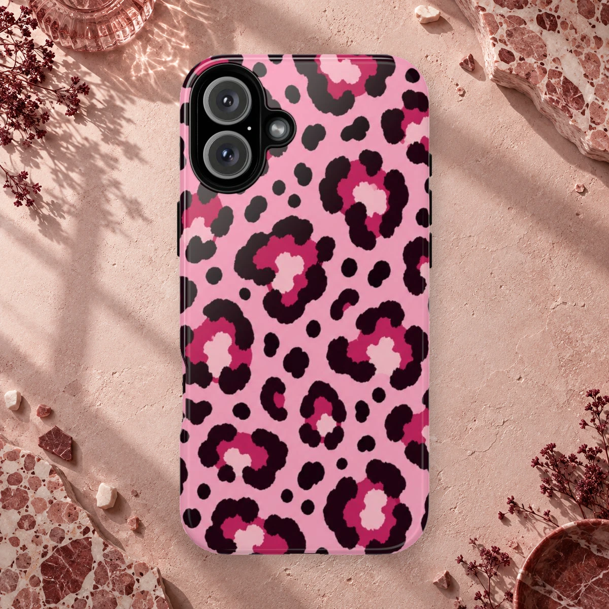Pink Leopard phone case print