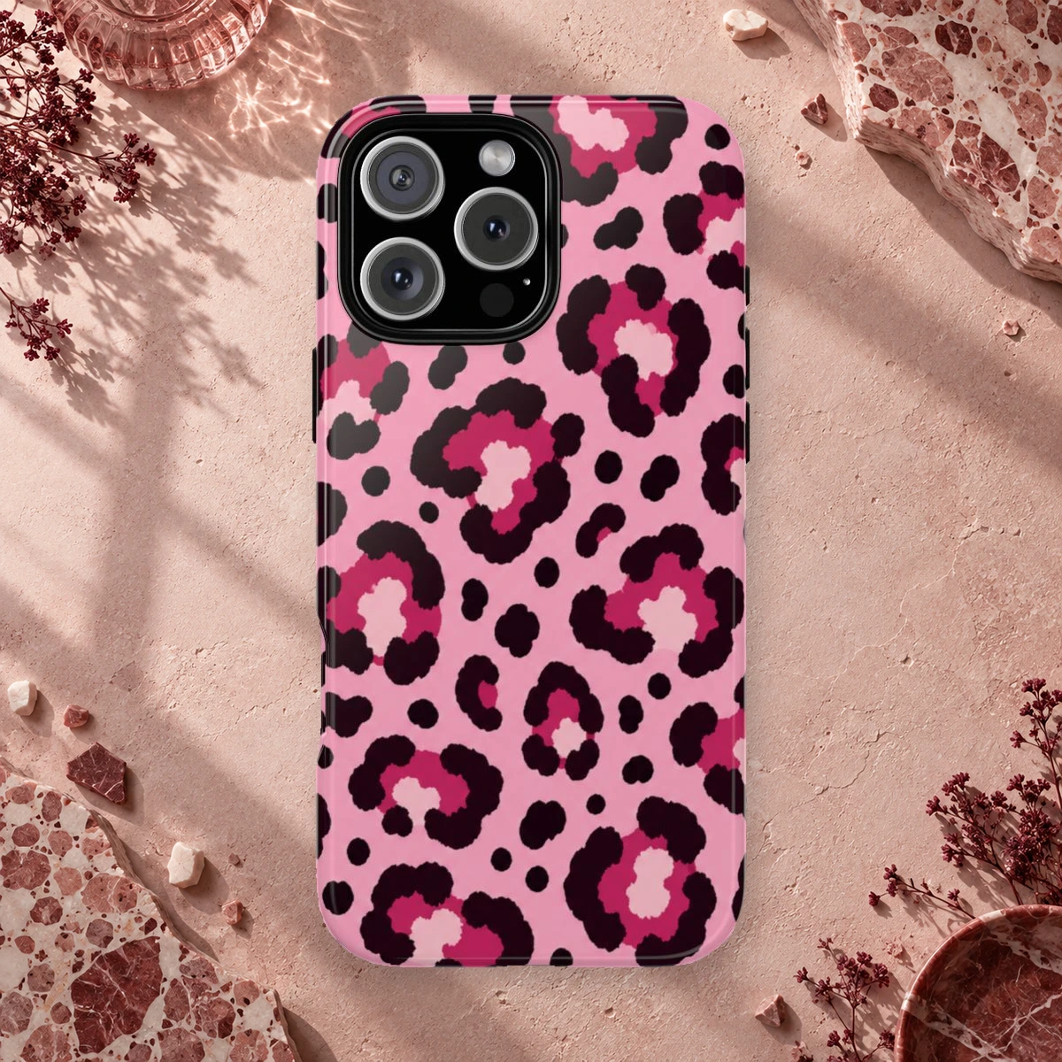 Pink Leopard phone case print