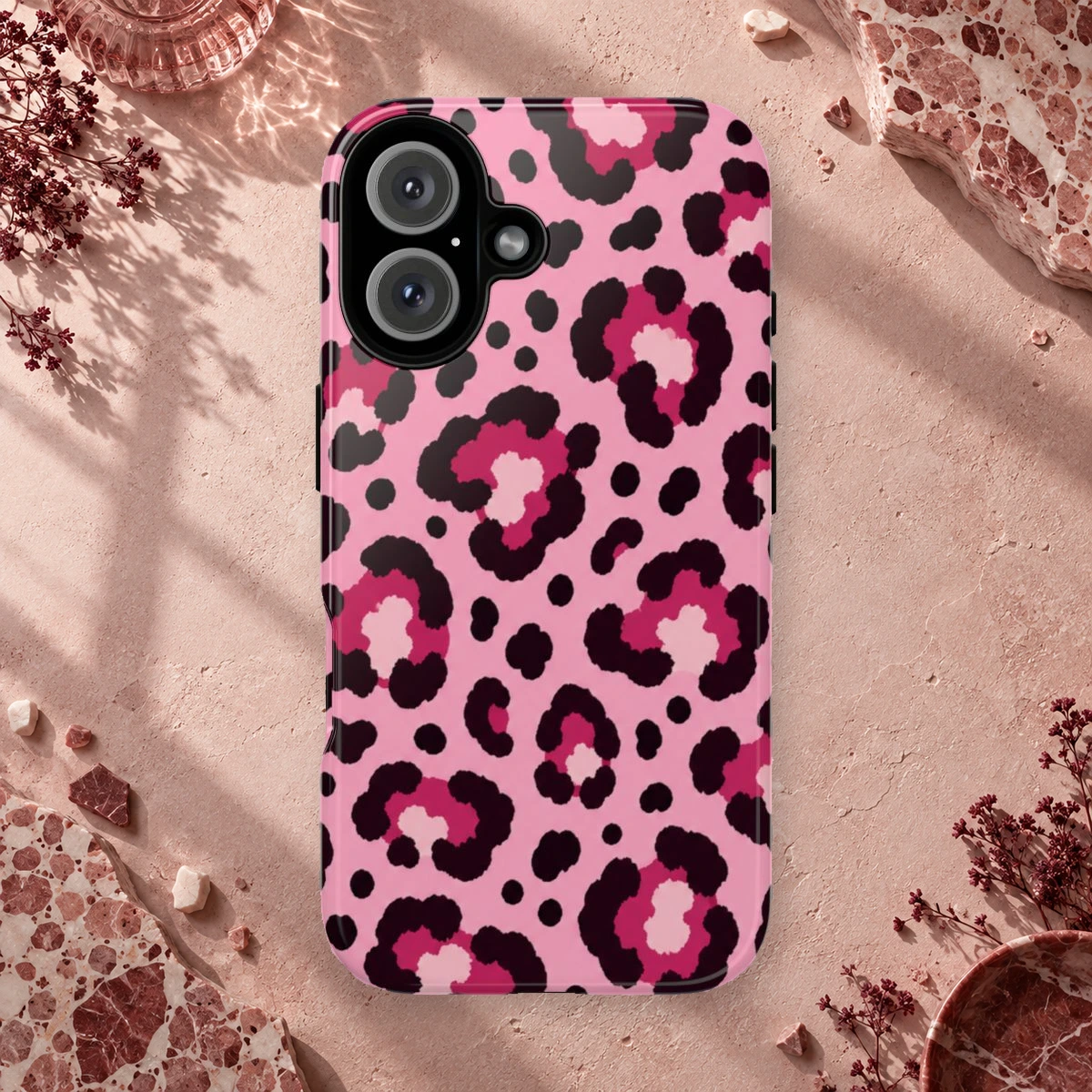 Pink Leopard phone case print