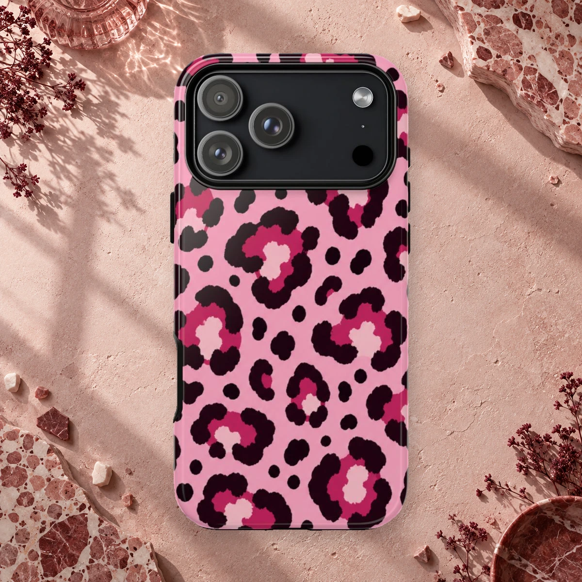 Pink Leopard phone case print