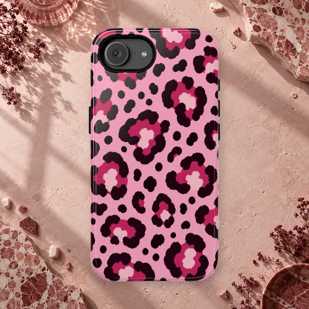 Pink Leopard phone case print