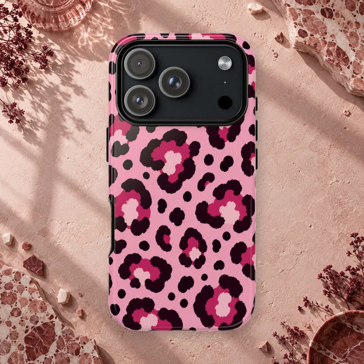 Pink Leopard phone case print