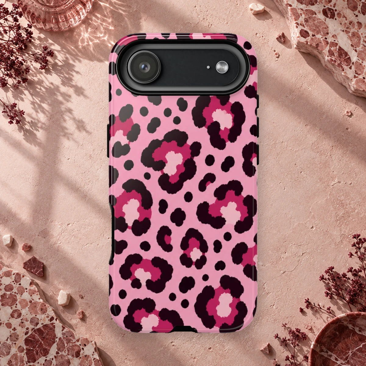 Pink Leopard phone case print
