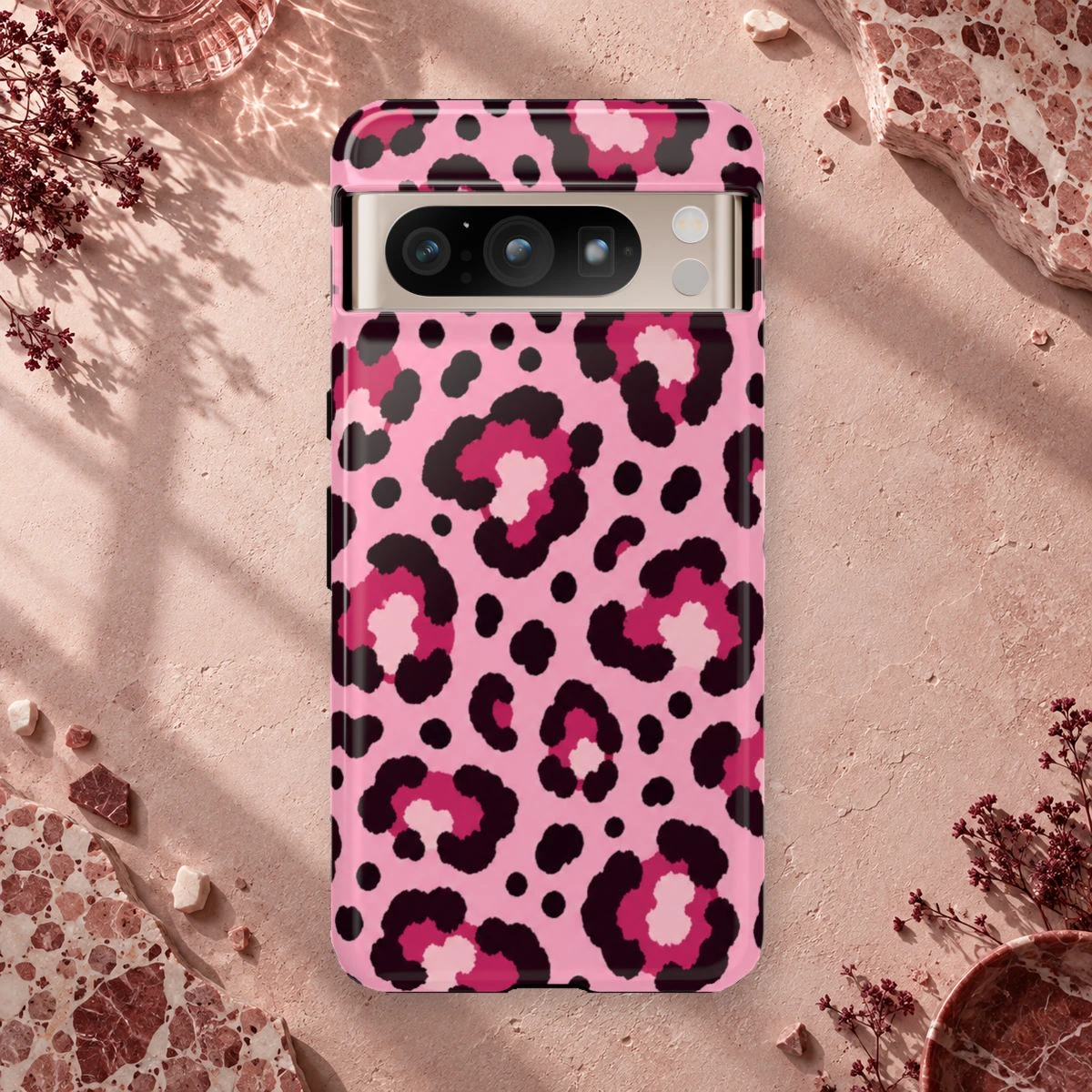 Pink Leopard phone case print