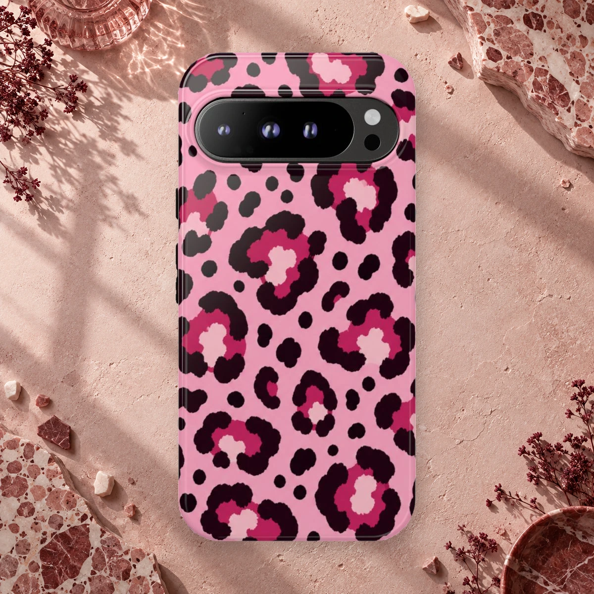 Pink Leopard phone case print
