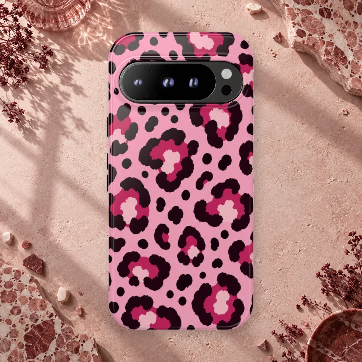 Pink Leopard phone case print