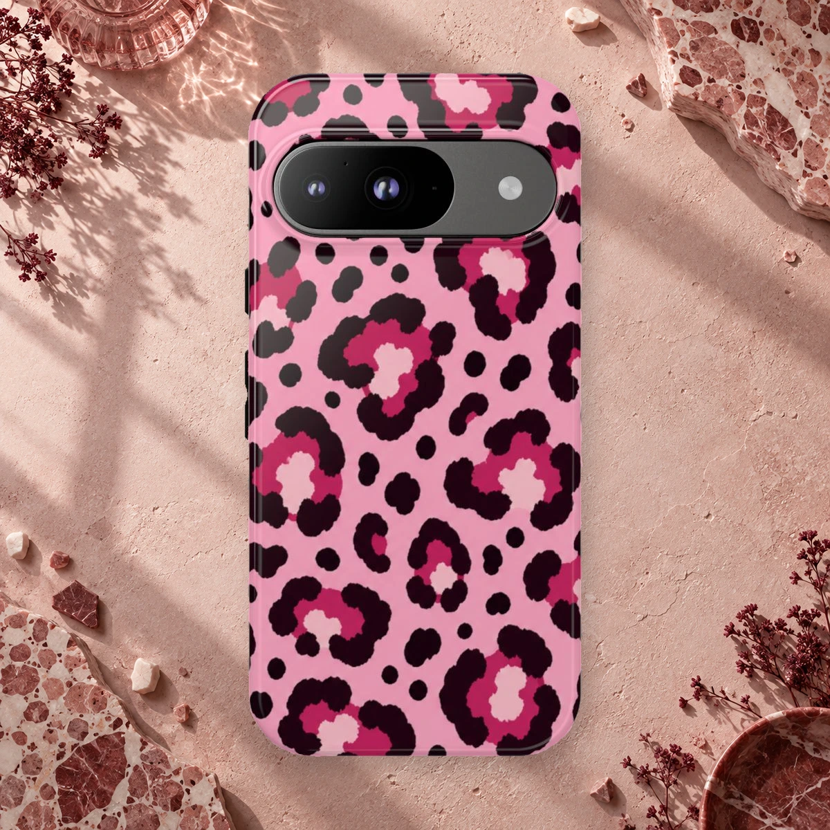 Pink Leopard phone case print