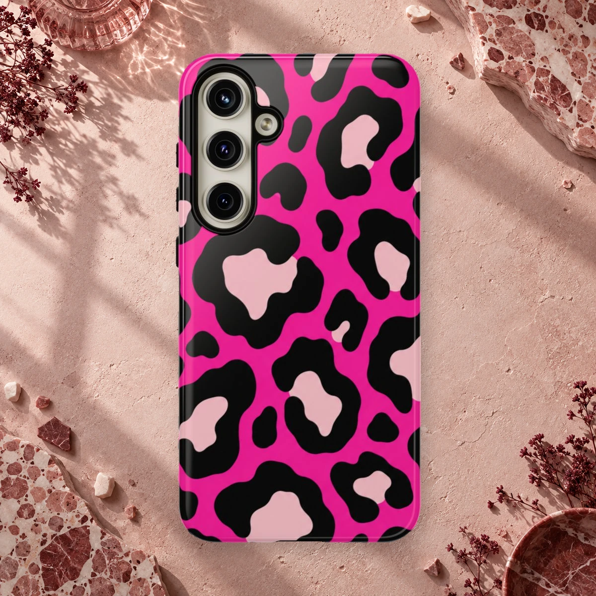 Pink Leopard phone case print