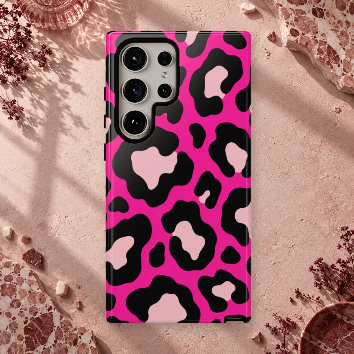 Pink Leopard phone case print