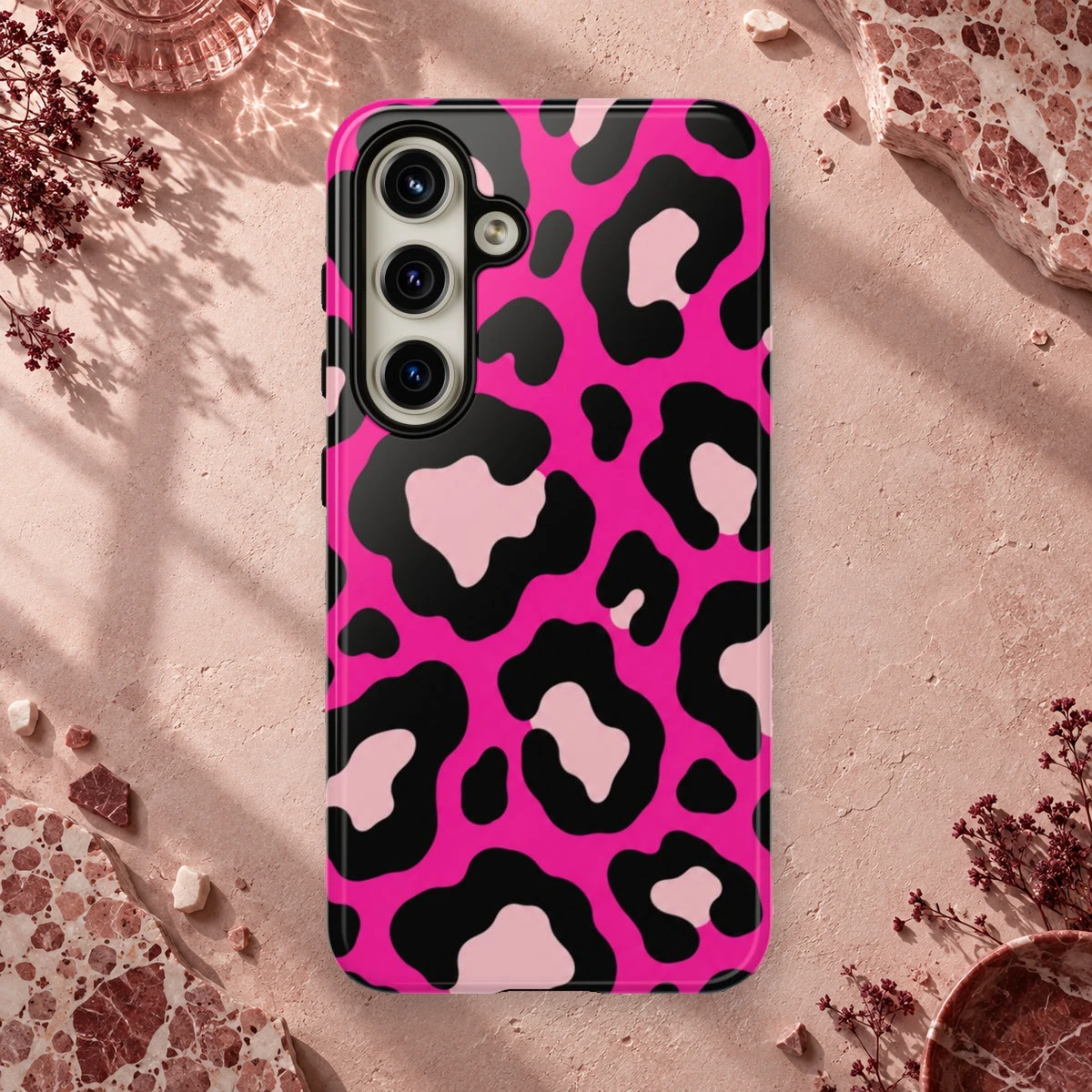 Pink Leopard phone case print
