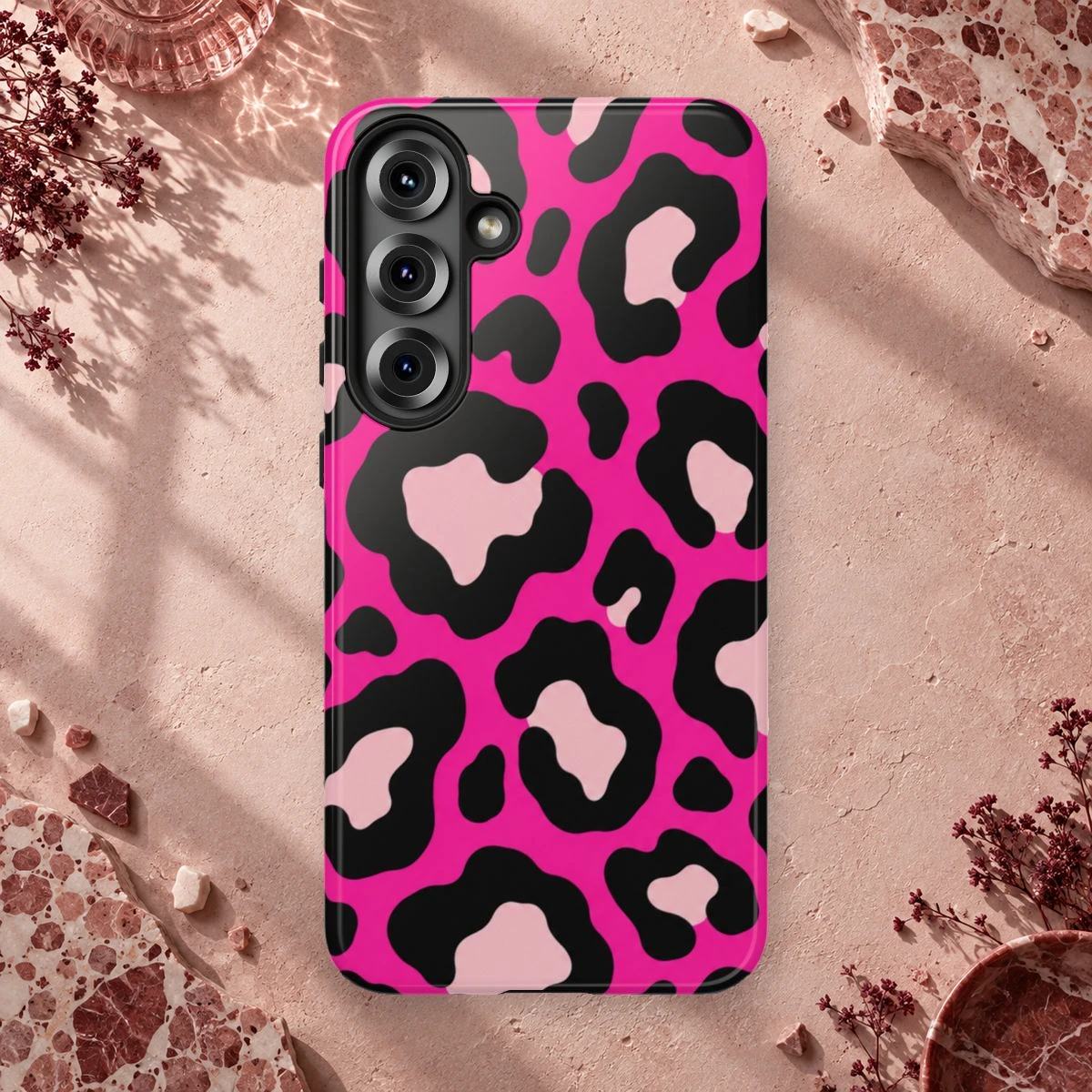 Pink Leopard phone case print
