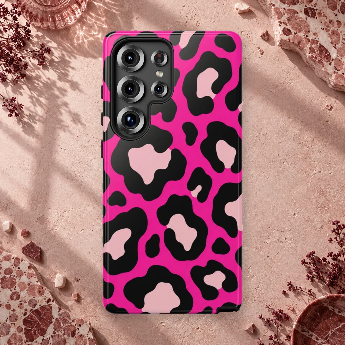 Pink Leopard phone case print
