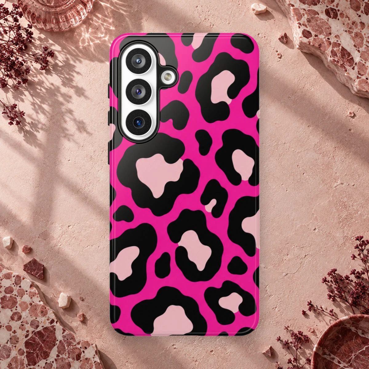Pink Leopard phone case print