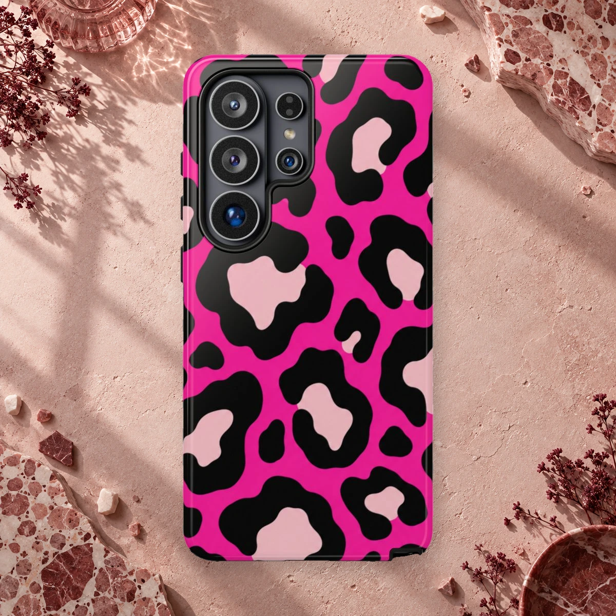 Pink Leopard phone case print