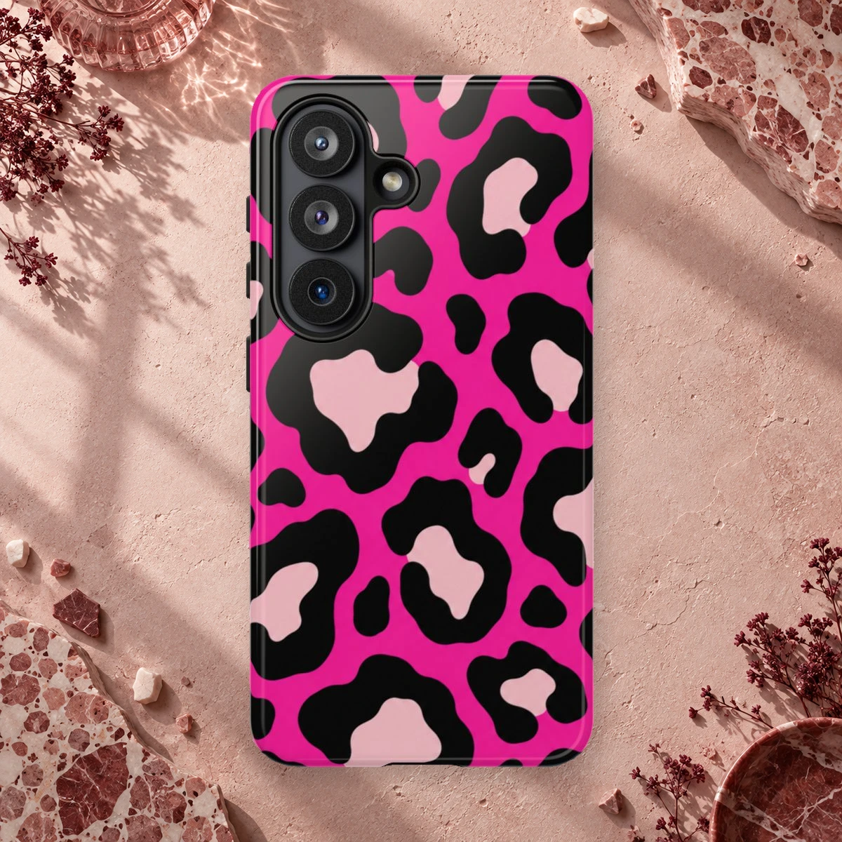 Pink Leopard phone case print