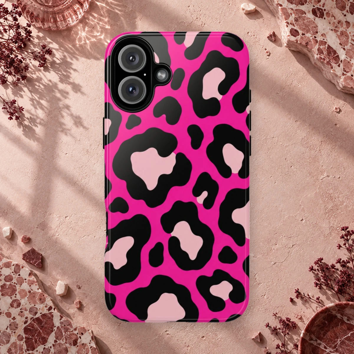 Pink Leopard phone case print