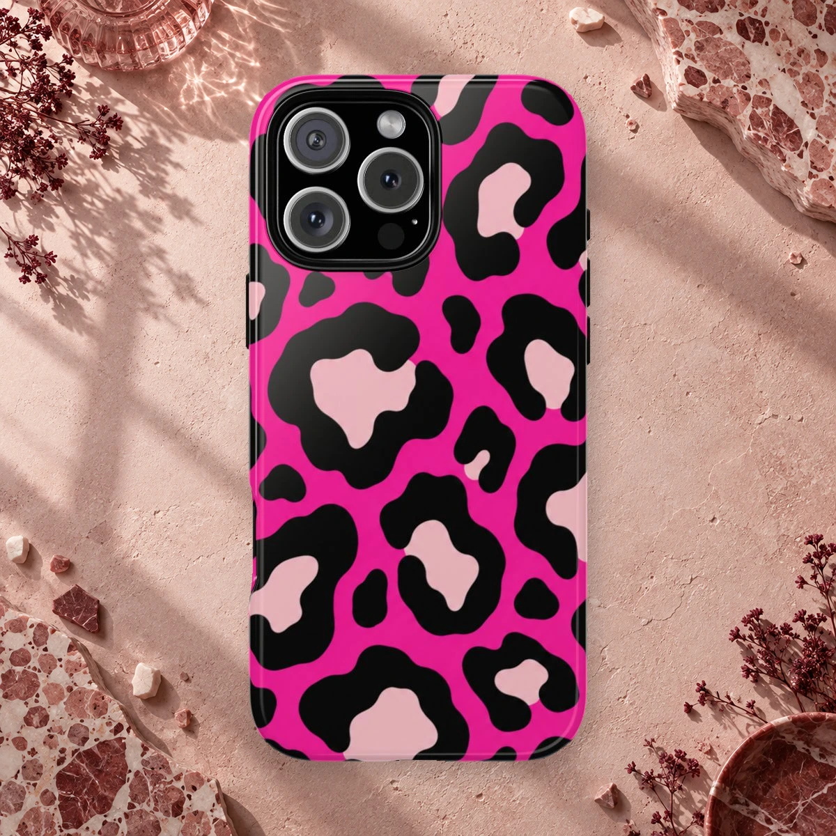 Pink Leopard phone case print