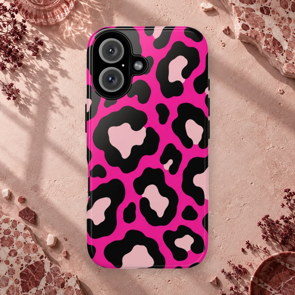 Pink Leopard phone case print