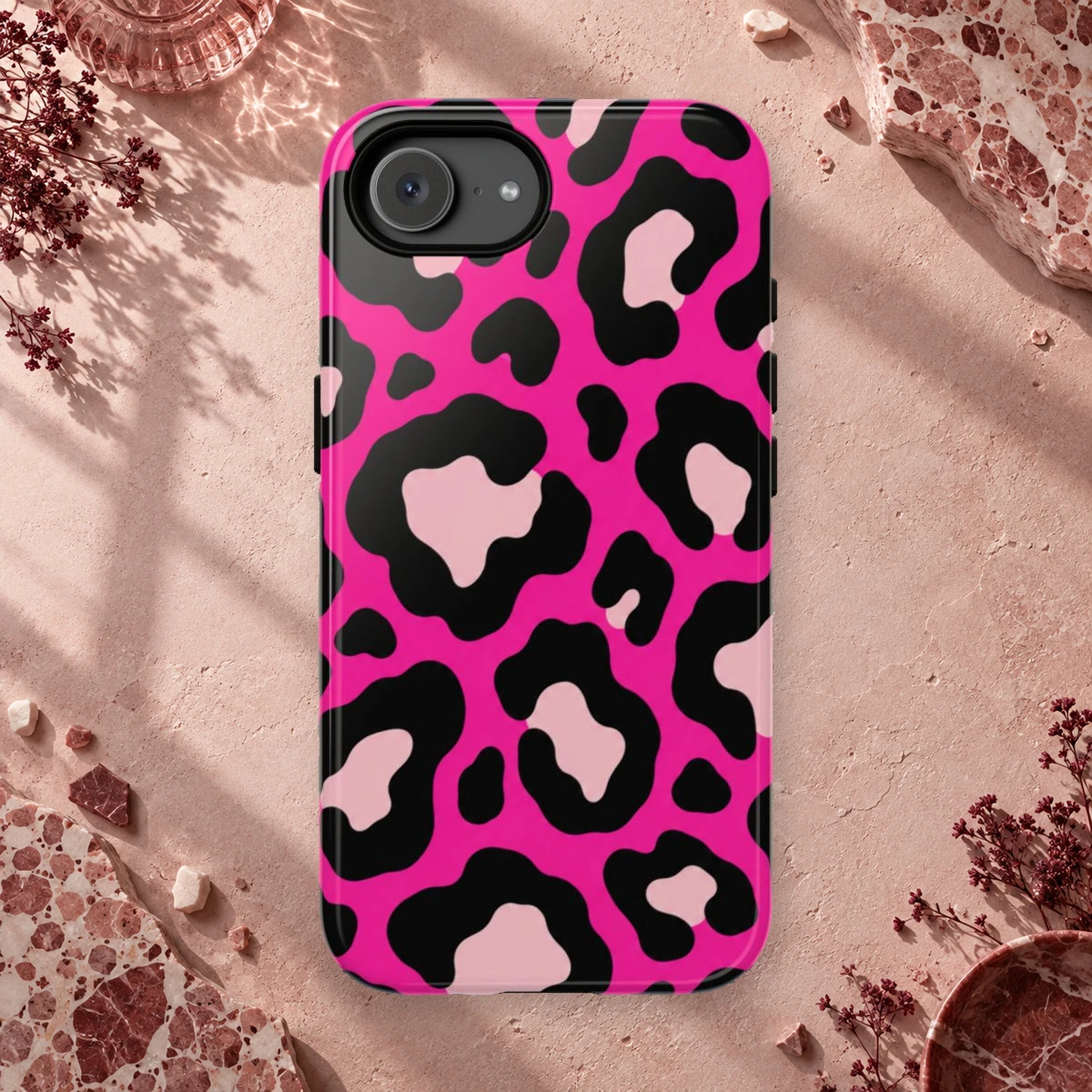 Pink Leopard phone case print