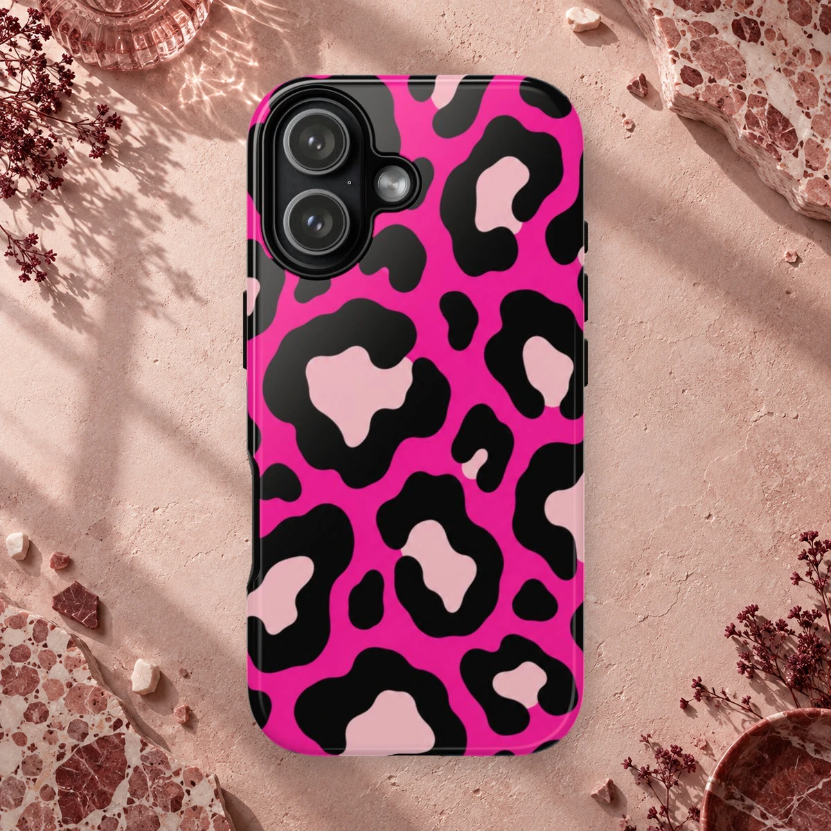 Pink Leopard phone case print