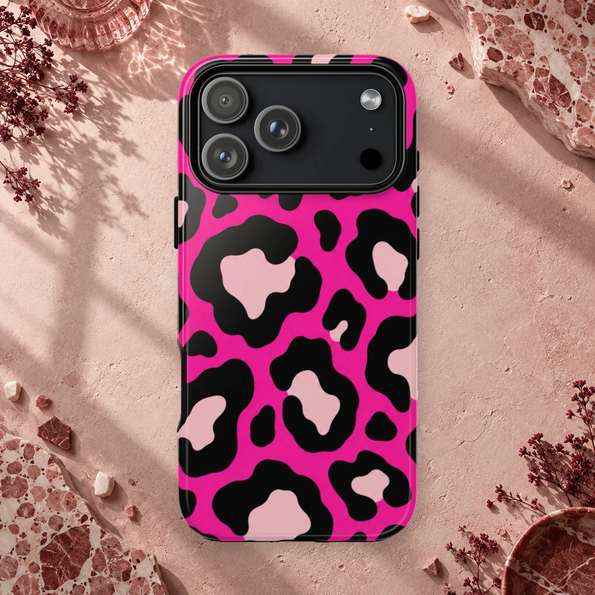 Pink Leopard phone case print