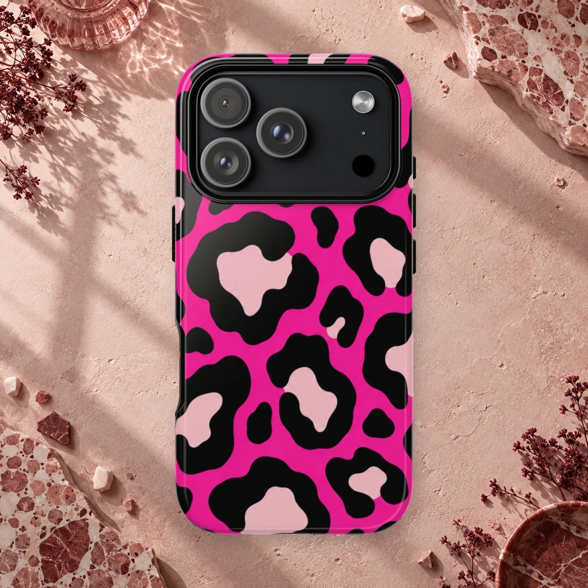 Pink Leopard phone case print