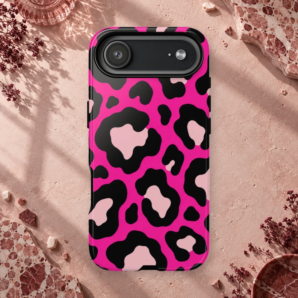 Pink Leopard phone case print