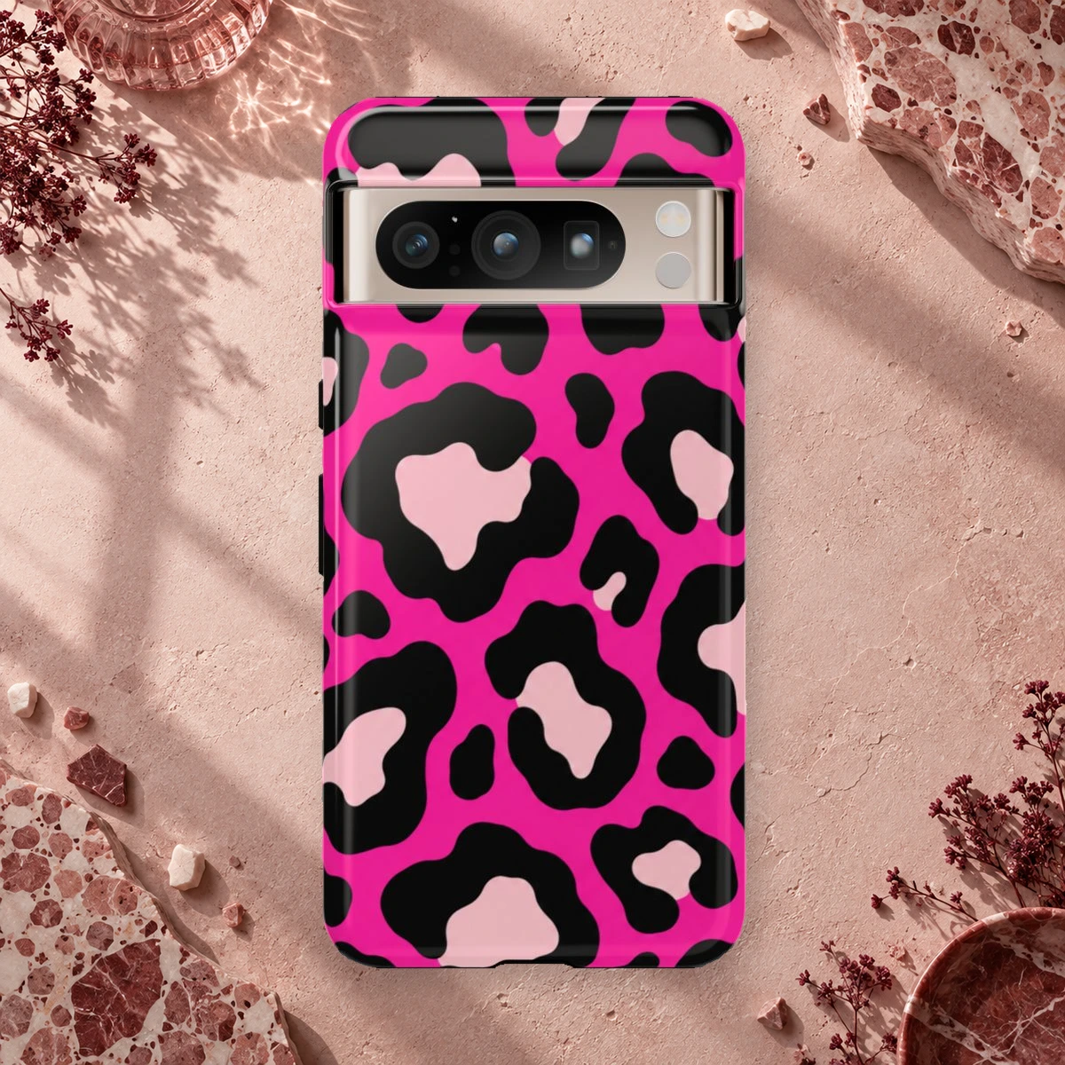 Pink Leopard phone case print