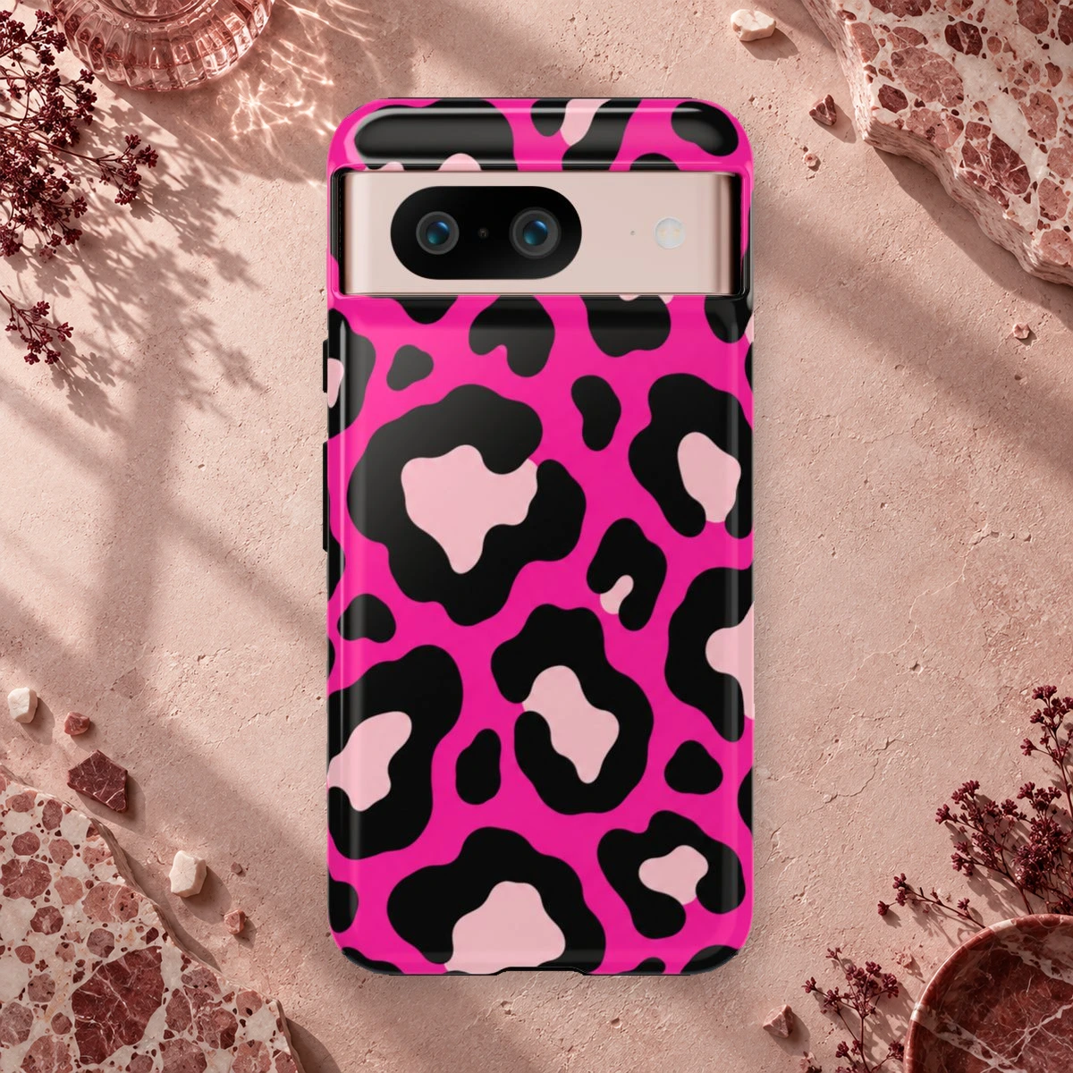 Pink Leopard phone case print
